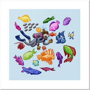 Scuba Diving with Fish Posters and Art